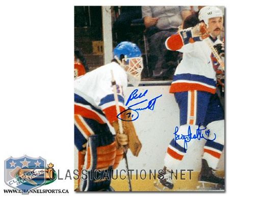 Bryan Trottier & Billy Smith DUAL Autographed New York Islanders 8x10 Photograph