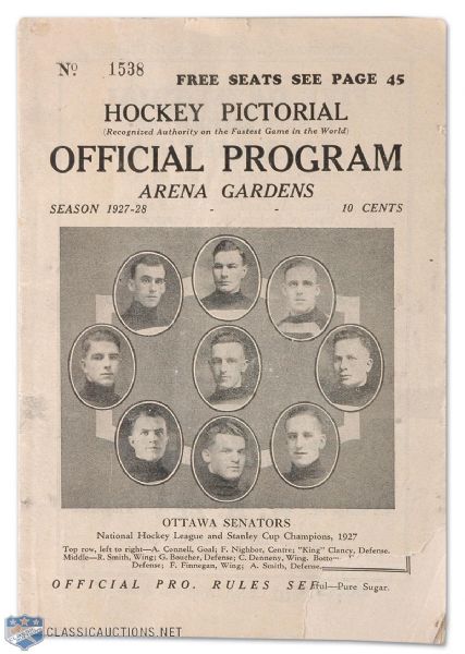 Bun Cooks 1927-28 Toronto Maple Leafs First Game of the Season Program!