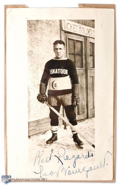 1920s Leo Bourgeault Signed Saskatoon Sheiks Postcard