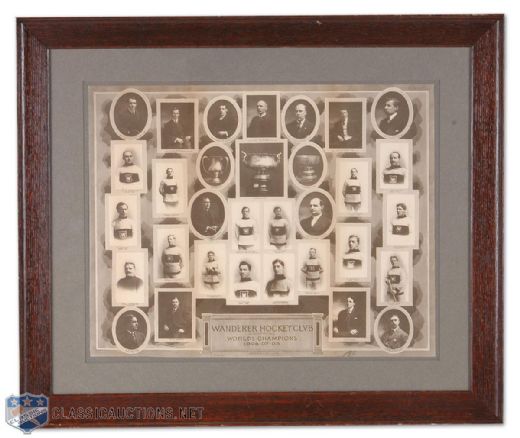 Framed 1906-08 Stanley Cup Champion Montreal Wanderers Team Photo Montage by Rice Studios