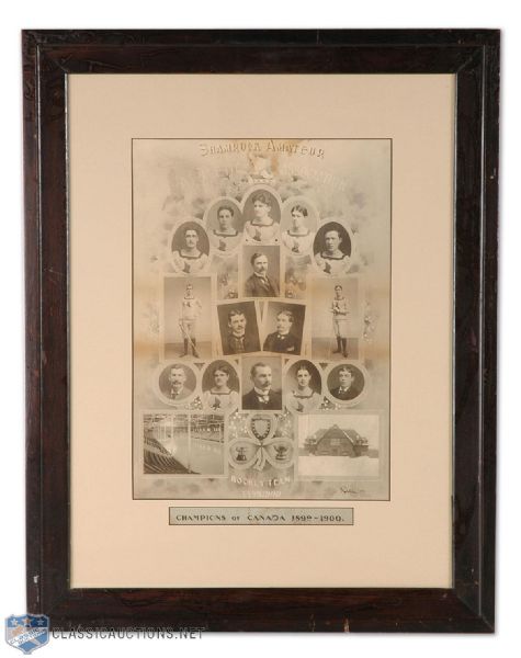 Framed 1899-1900 Stanley Cup Champion Montreal Shamrocks Team Photo Montage by Rice Studios