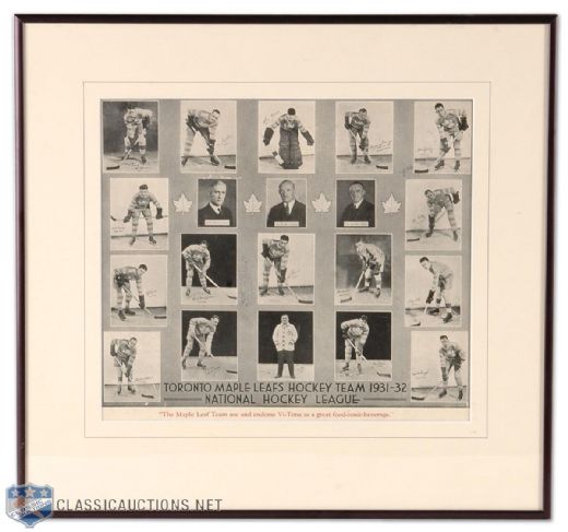 1931-32 Toronto Maple Leafs Advertising Team Photograph (16" x 17")