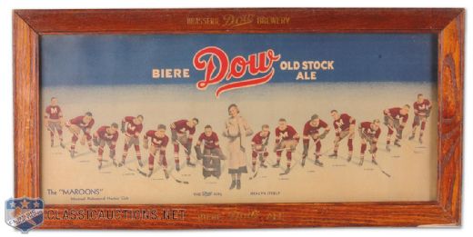 1932-33 Montreal Maroons Dow Beer Advertising Display (33" x 16")