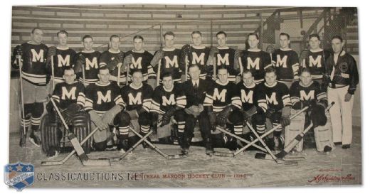 1934-35 Montreal Maroons Stanley Cup Champions Team Photograph (7" x 13")