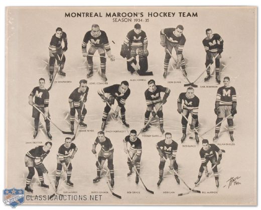 1934-35 Montreal Maroons Team Photograph by Rice (8" x 10")