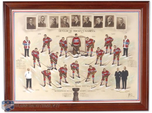 1929-1931 Montreal Canadiens Stanley Cup Champions Hand-Colored Team Photograph