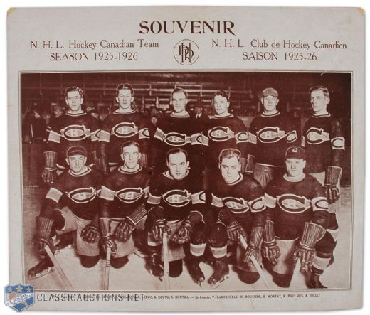 1925-26 Montreal Canadiens Rare Paper Stock Team Photo (12" x 14.5")