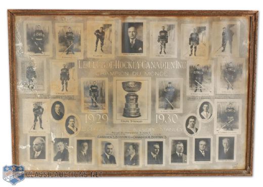 1929-30 Rare Montreal Canadiens Stanley Cup Champion Team Photo Montage
