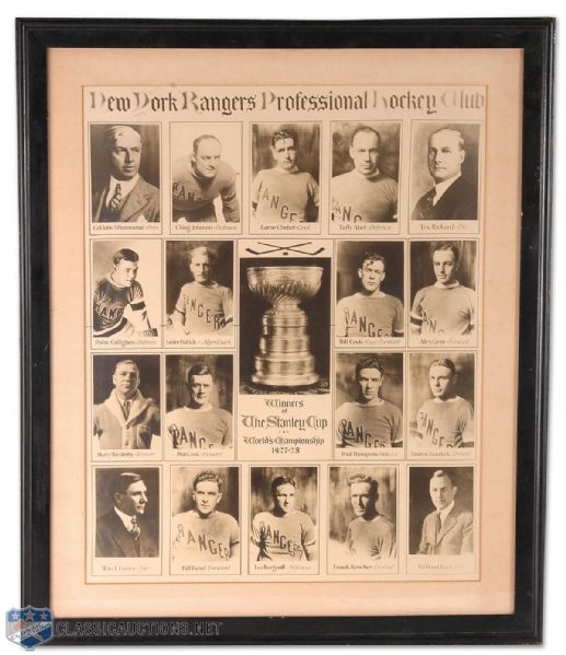 1927-28 New York Rangers Stanley Cup Champions Oversized Team Photo (25" x 31")