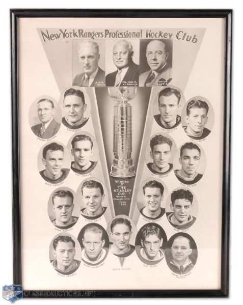 Oversized 1939-40 New York Rangers Stanley Cup Champions Team Photograph