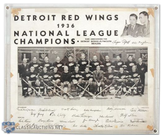 1936 Detroit Red Wings Dodge Plymouth Promotional Team Picture