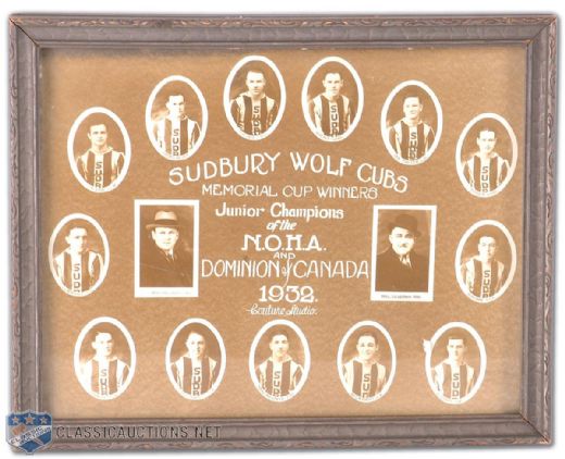 1932 Toe Blake Sudbury Wolves Memorial Cup Championship Team Photograph