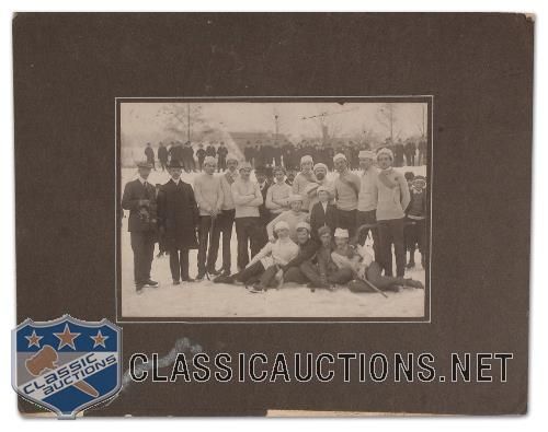 Circa 1890s Generic Hockey Team Studio Mounted Photo