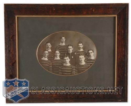Circa 1900s Antique Hockey Team Framed Photograph