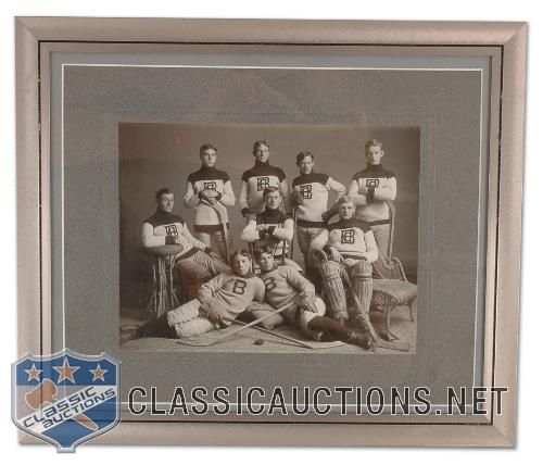 Circa 1910 Antique BCH hockey team Cabinet Photo