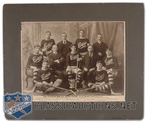 1906 Corticelli Silk Toronto Mercantile Hockey League Champions Vintage Team Photo