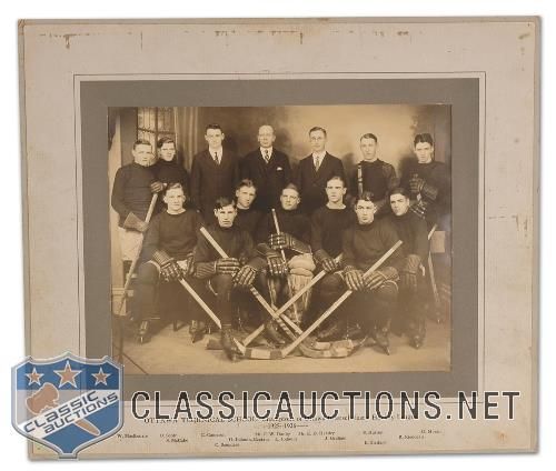 1925-26 Ottawa Technical School Hockey Team Studio Mounted Photo