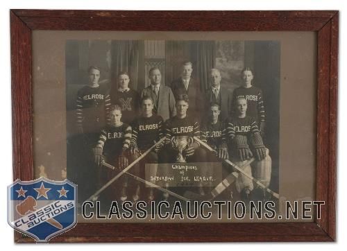 1929 Melrose Hockey Team Framed Photograph