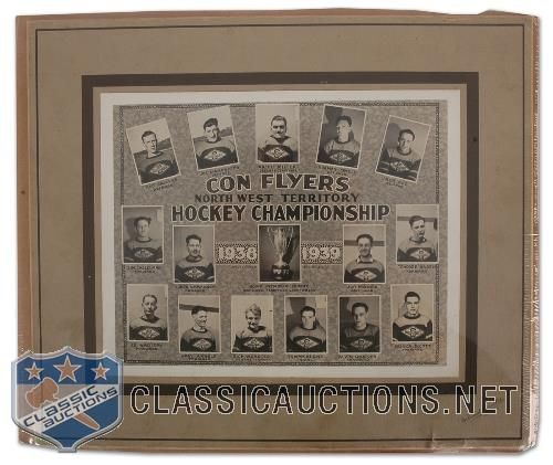 1938-39 Con Flyers NWT hockey Champions Studio Mounted Team Photo