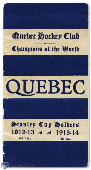 Scarce 1913-14 NHA Quebec Bulldogs Guide