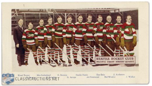 1929-30 Seattle Eskimos PCHL Team Photo Christmas Card