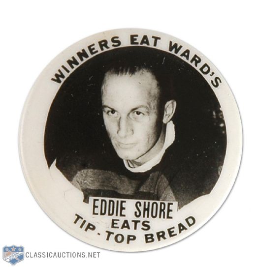 1930s Eddie Shore Boston Bruins Advertising Button