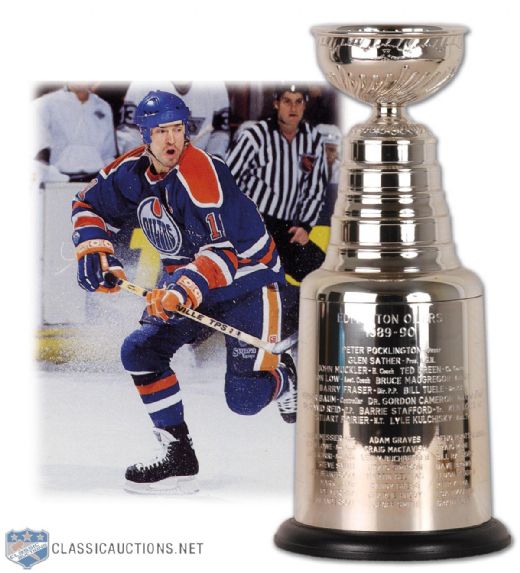 Stu Poiriers 1989-90 Edmonton Oilers Stanley Cup Championship Trophy (13")