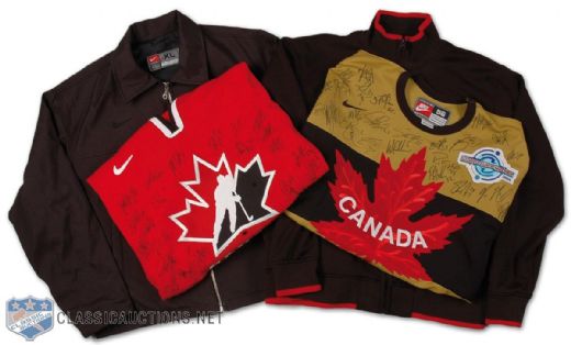 2004 Team Canada World Cup of Hockey Team Autographed Jersey and Jacket Collection of 4