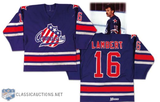 Yvon Lamberts 1983 Rochester Americans Game Worn Road Jersey -Photo Matched