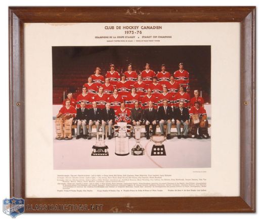 Yvon Lamberts Framed Montreal Canadiens Team Photo Collection of 5