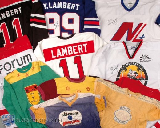 Yvon Lamberts Signed Hockey Jersey and Sports Clothing Collection of 19