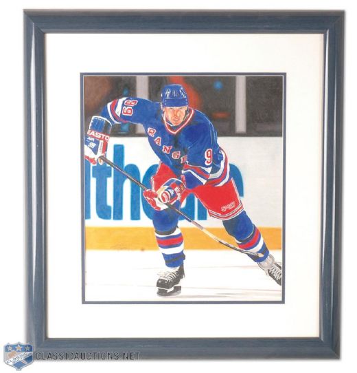 Framed Original Wayne Gretzky Painting by Tim Cortes