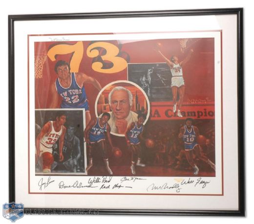 NFL and NBA Legends Framed Autograph Collection of 6