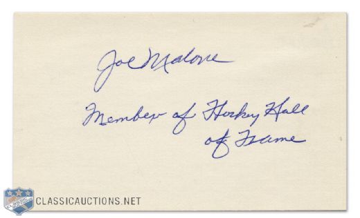 Joe Malone Autographed Index Card