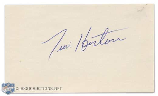 Tim Horton Autographed Index Card