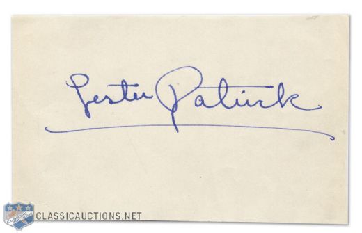 Lester Patrick Autographed Index Card