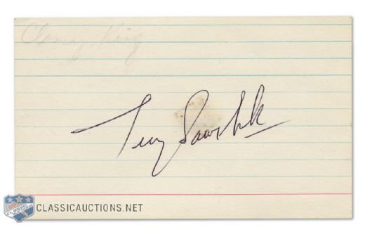 Terry Sawchuk Autographed Index Card
