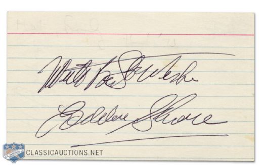 Eddie Shore Autographed Index Card