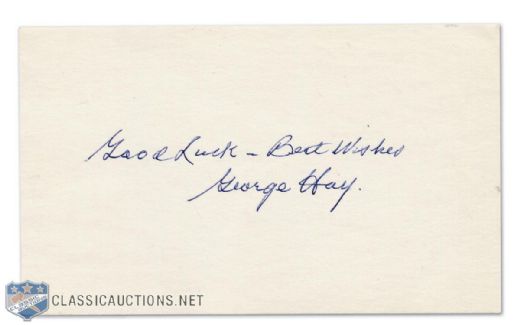 George Hay Autographed Index Card