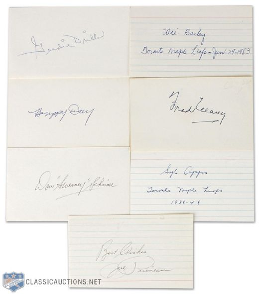 Toronto Maple Leafs Autographed Index Card Collection of 7