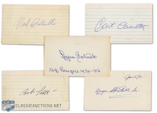 New York Rangers Autographed Index Card Collection of 5
