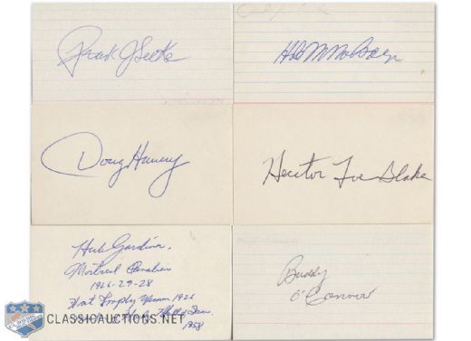 Montreal Canadiens Autographed Index Card Collection of 6