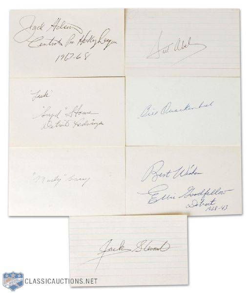 Detroit Red Wings Autographed Index Card Collection of 7