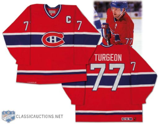 Pierre Turgeon Autographed 1995-96 Montreal Canadiens Game Used Red Captains Jersey