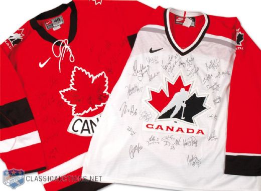 2002 Olympics Team Canada Gold Medal Autographed Jersey Collection of 2