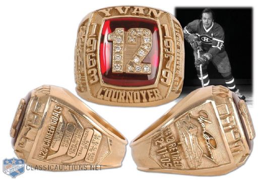 Spectacular Yvan Cournoyer Diamond and Gold Career Tribute Ring