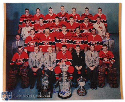 Huge Team Autographed 1957-58 Montreal Canadiens Team Photo