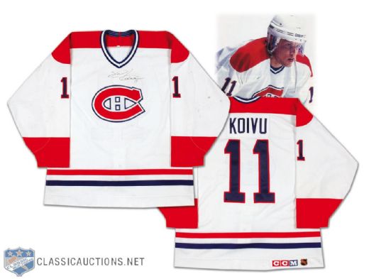 1990s Saku Koivu Autographed Montreal Canadiens Game Worn Jersey