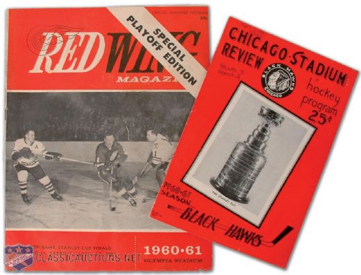 1961 Black Hawks vs Red Wings Stanley Cup Finals Programs (2)