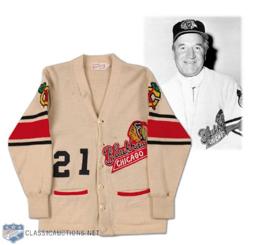 1960s Chicago Black Hawks Wool Cardigan Attributed to Stan Mikita
